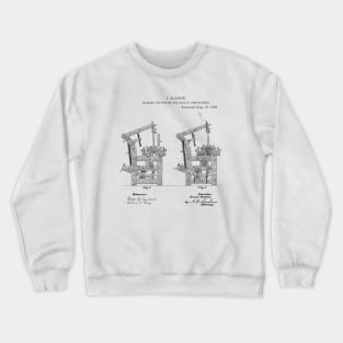 Machine for opening the eyes of loom harness Vintage Patent Hand Drawing Crewneck Sweatshirt